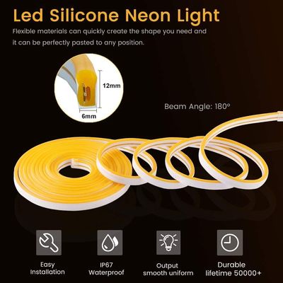 Dc 12v 600leds 6*12mm PVC 네온사인은 스트립 라이트 방수 탄력적 LED 라이트 스트립을 이끌었습니다