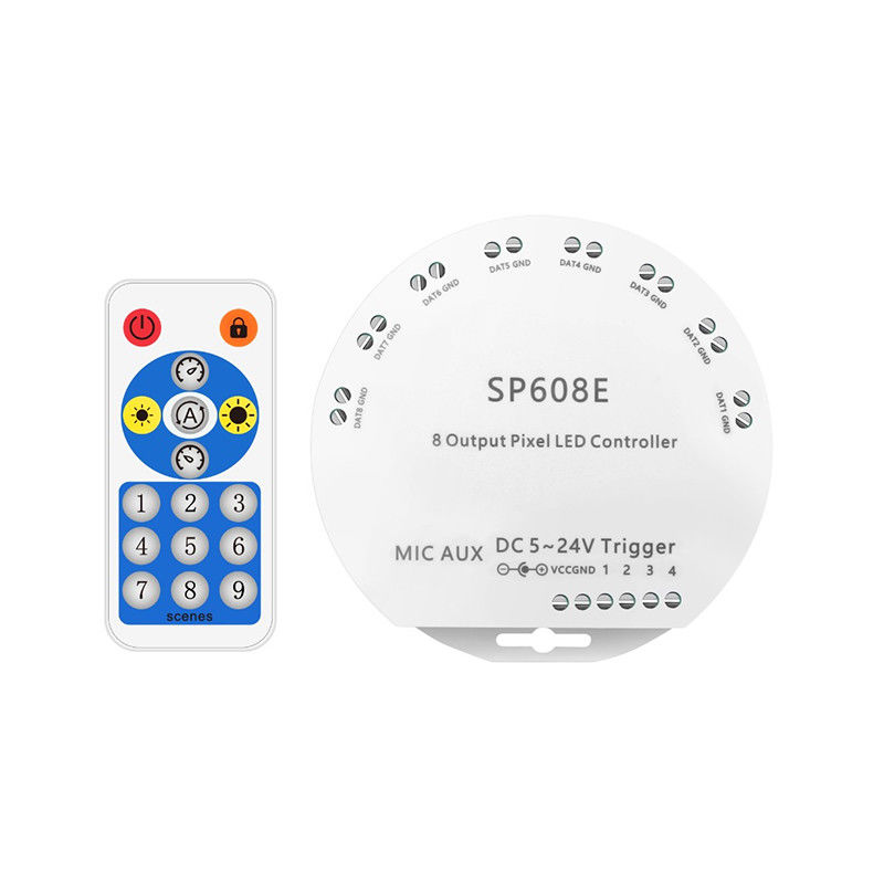 SP608E 블루투스는 스트립 스마트 제어기 풀 컬러 8CH 독립적인 신호를 이끌었습니다