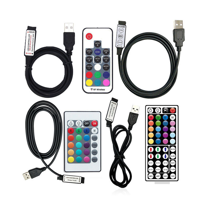 주도하는 RGB 색깔있는 줄 5050 동안 USB 5V led 제어부 작은 무선 원격 제어